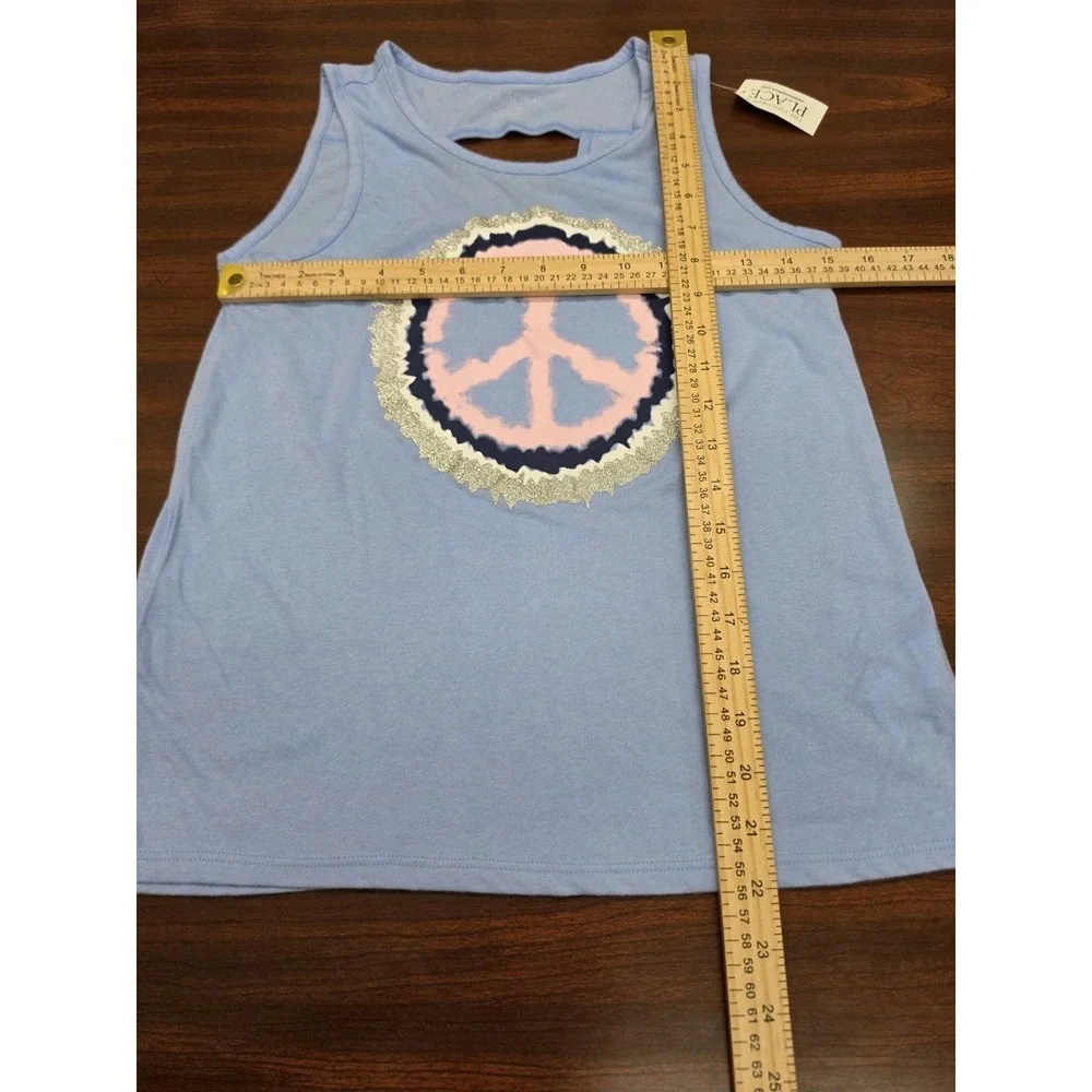 The Children's Place NWT Girls Blue Peace Sign Graphic Tank Top Size XL (14)